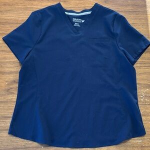 Fabletics Navy one pocket scrub top